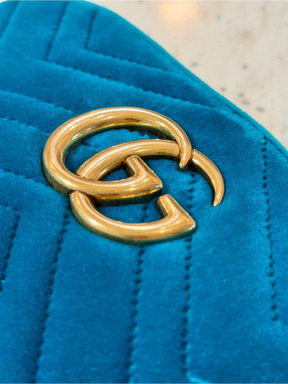 Gucci Teal Velvet GG Marmont Crossbody Bag/Shoulder bag. - Picture 4 of 13